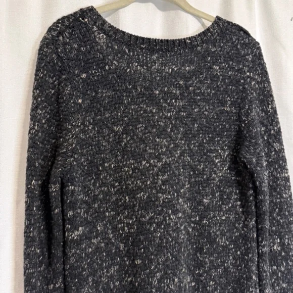 Eileen Fisher Black and Tan Knit Pullover Cotton and Linen Blend Sweater Size M